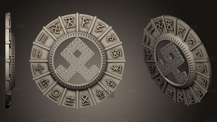 Pendant runes 2 stl model for CNC